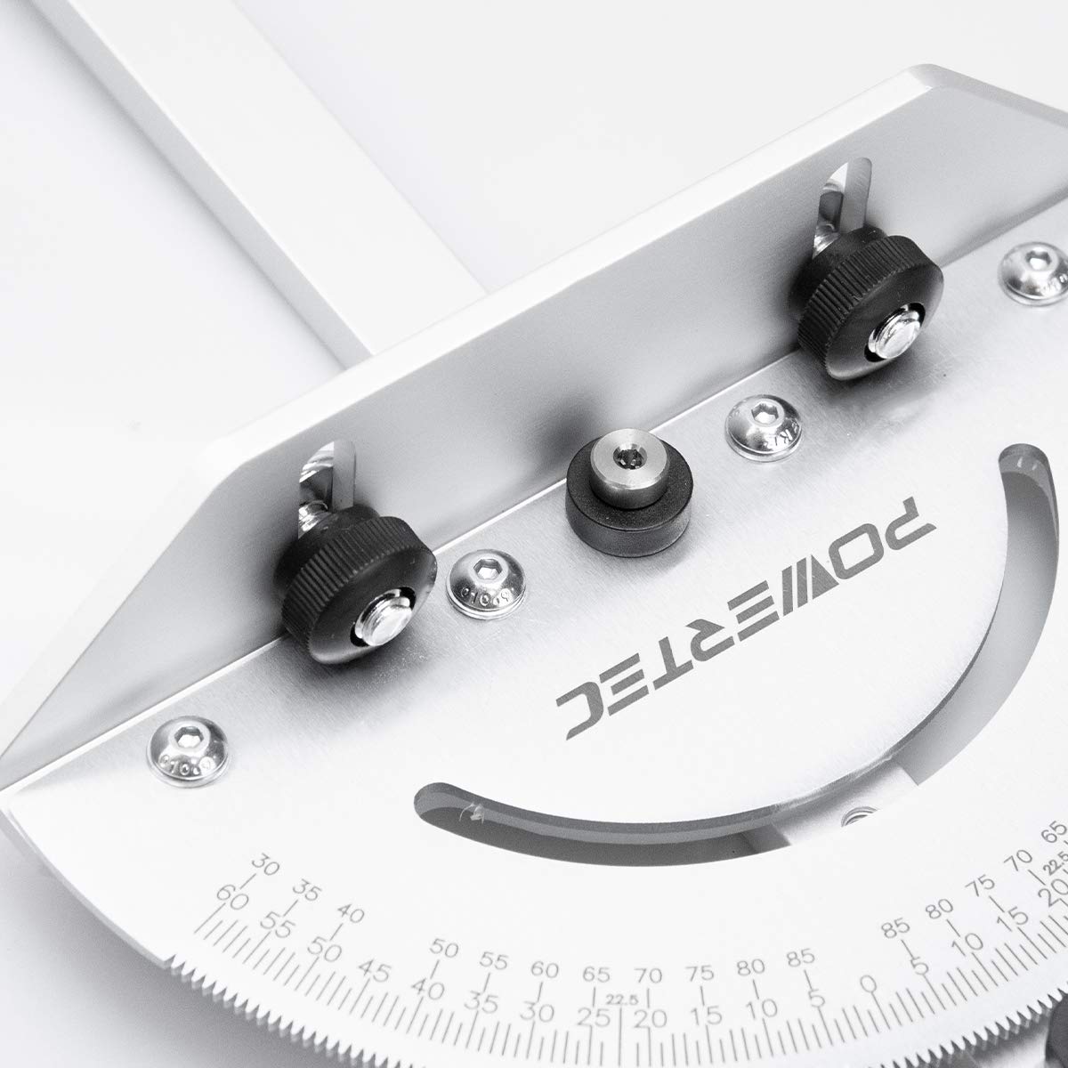 POWERTEC 71143 Deluxe Miter Gauge for Table Saw | Miter Guide with 120 Angle Stops POWERTEC