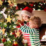 Tatuo 100 Pieces Christmas Wooden Star Ornaments Star Wooden Ornaments Cutouts for Crafts Hanging Ornaments with Ropes for Embellishments, Wedding, Tatuo