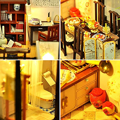 Flever Dollhouse Miniature DIY House Kit with Chinese Style, Creative Room with Furniture for Romantic Valentine's Gift (Bamboo Shadow Jiangnan) - WoodArtSupply