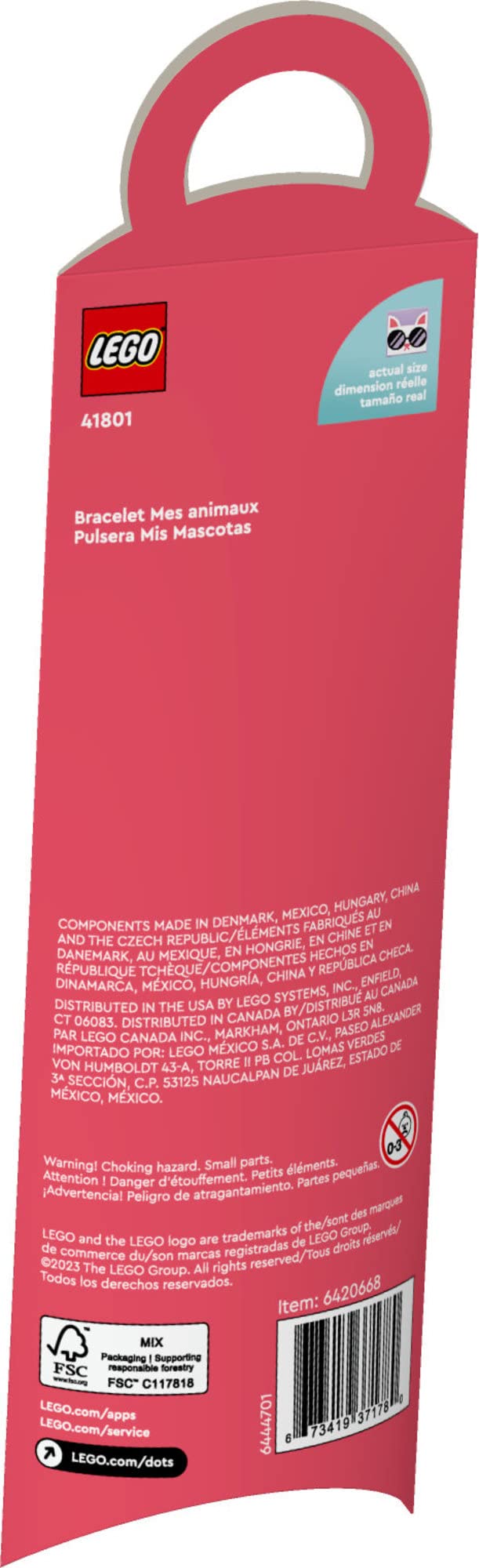 LEGO DOTS My Pets Bracelet 41801, Jewelry Making Kit for Girls and Boys with Dangling Charms, DIY Creative Toy Craft Set, Animal Theme with Kitty and LEGO