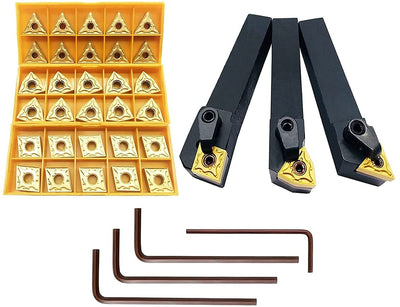 ASZLBYM 5/8" 36PCS Indexable Carbide Lathe Turning Tool Insert Holder Bit Set MTJNR1616H16 + MWLNR1616H08 + MCLNR1616H12 with CNMG 431 + WNMG 431 +