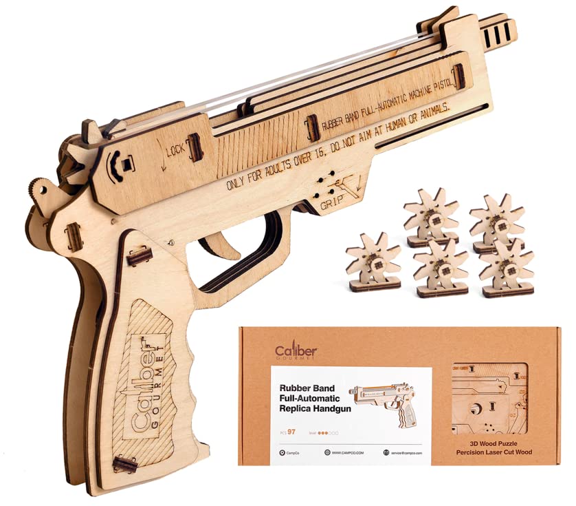Caliber Gourmet 3D Wooden Puzzle Rubber Band Game Toy DIY Craft Kit, Wood Model Kit for Adults and Kids to Build, Brain Teaser Wooden Jigsaw Puzzles Caliber Gourmet