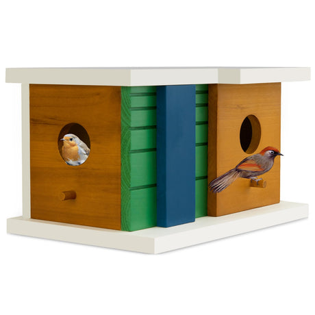 Bird House Wooden Birdhouse with 2 Holes - Bird House for Outside Ideal for Bluebird,Finch, Cardinals and Garden Wild Birds - Outdoor Hanging Bird NATUREYLWL