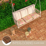 TimberWave Pack of 20 Deck Tiles, Solid Acacia Wood Floor Tiles, Patio Tiles Outdoor Interlocking Waterproof All Weather (12"x12" - 12 Slat, Golden TimberWave