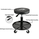 Aain® Adjustable Height Swivel Shop Seat with Tool Tray, Rolling Stool with Wheels/Casters For Garage Workshop and Auto Repair Shop(Black) Aain