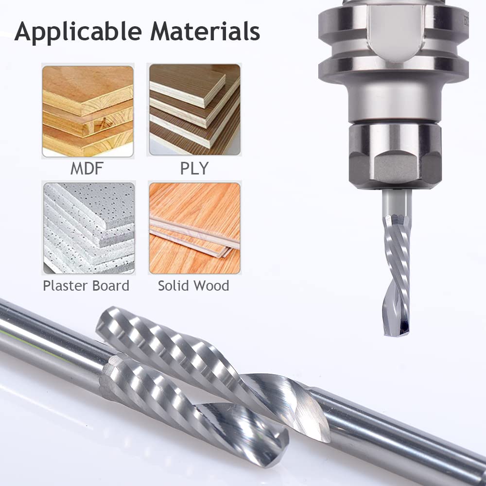 CNC Router Bits,Engraving Bits,End Mill Milling Cutter,Single Flute Spiral Upcut Router Bit,1/8 Shank,Tungsten Steel Engraving Carving Tool Kit for HOZLY