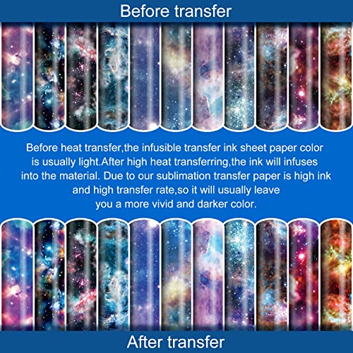 TIFEE Infusible Ink Transfer Sheets 11 Pcs 12" x 10" Galaxy Sublimation Transfer Paper for Cricut Mug DIY T- Shirts Coasters Tote Bags TIFEE