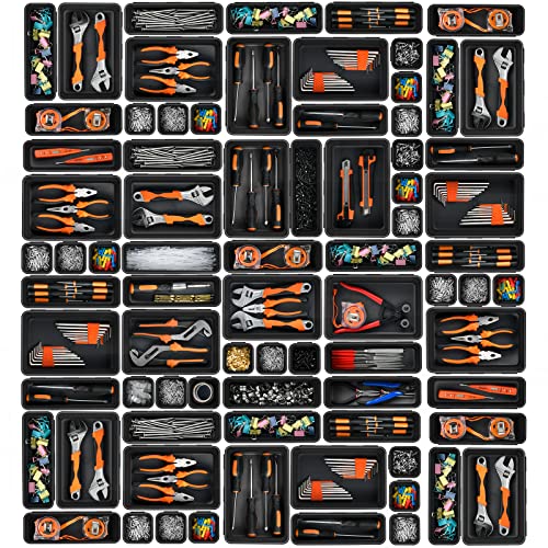 A-LUGEI【𝟰𝟮𝗣𝗖𝗦】【Black】 Tool Box Organizer Tray Divider Set