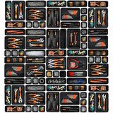 A-LUGEI【𝟰𝟮𝗣𝗖𝗦】【Black】 Tool Box Organizer Tray Divider Set, Desk Drawer Organizer, Garage Organization and Storage Toolbox Accessories for Rolling A-LuGei