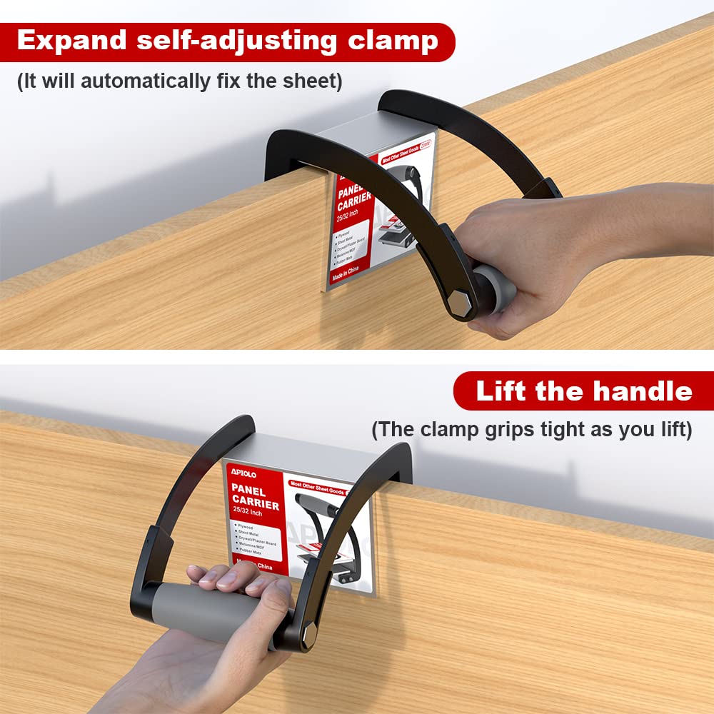 APIOLO Panel and Plywood Carrier, Plywood Lifting Tool and Drywall Carrying Tool, Panel Gripper by Single Hand for Sheet Board Clamp Drywall Lifter, - WoodArtSupply