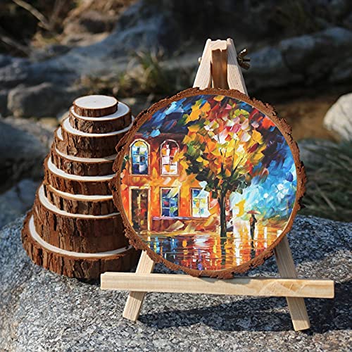 JOIKIT 5 PCS 8-9 Inch Unfinished Woods Slices, Natural Round Rustic Wood Slices for Centerpieces, Wooden Circles for DIY Craft, Christmas, Rustic JOIKIT