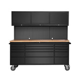 CT Copper Tailor 72-inch Tool Chest Cabinet Mobile Garage Workbench with 15 Storage Drawers and Wheels, 3 Upper Cabinet, Pegboard, Stainless Steel, CT Copper Tailor