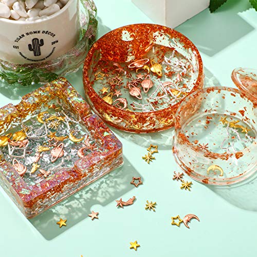 Cosmos Themed Resin Fillers and Resin Fillers Moon Star Resin Charms Alloy Epoxy Resin Supplies (Gold, Silver, Rose Gold, 82 Pieces) - WoodArtSupply