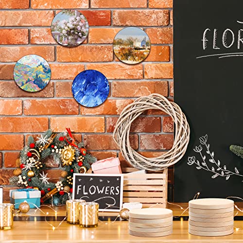 50 PCS 2 Inch Natural Wood Slices 0.2 Inch Unfinished Round Wooden Discs Wooden Circle Wooden Tag Thick Wood Blank for DIY Arts Crafts Projects Yulejo