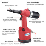 EROSHAK Industrial Hydraulic Pneumatic Riveter Automatic Air Rivet Nut Gun Tool Setting Kit Rivnut Riveting，with Metric & SAE Mandrels (8 Size) EROSHAK