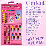 Disney Princess Art Set, Arts and Crafts for Kids 60 Pieces Colouring Sets for Girls Creative Drawing and Painting Sets for Children Art Supplies Disney