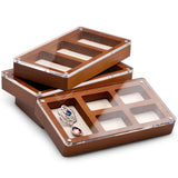 Oirlv Solid Wooden Glass Top Jewelry Display Case,Wooden Small Jewelry Tray for Collectibles Home Organization Accessories Storage Box with Oirlv