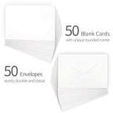 Funto Blank Watercolor Cards and Envelopes, 50 Cards, 5''x7'', 140lb/300gsm, White, Acid-Free, Heavyweight Paper for Watercolor Painting, Funto