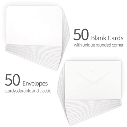 Funto Blank Watercolor Cards and Envelopes, 50 Cards, 5''x7'', 140lb/300gsm, White, Acid-Free, Heavyweight Paper for Watercolor Painting, - WoodArtSupply