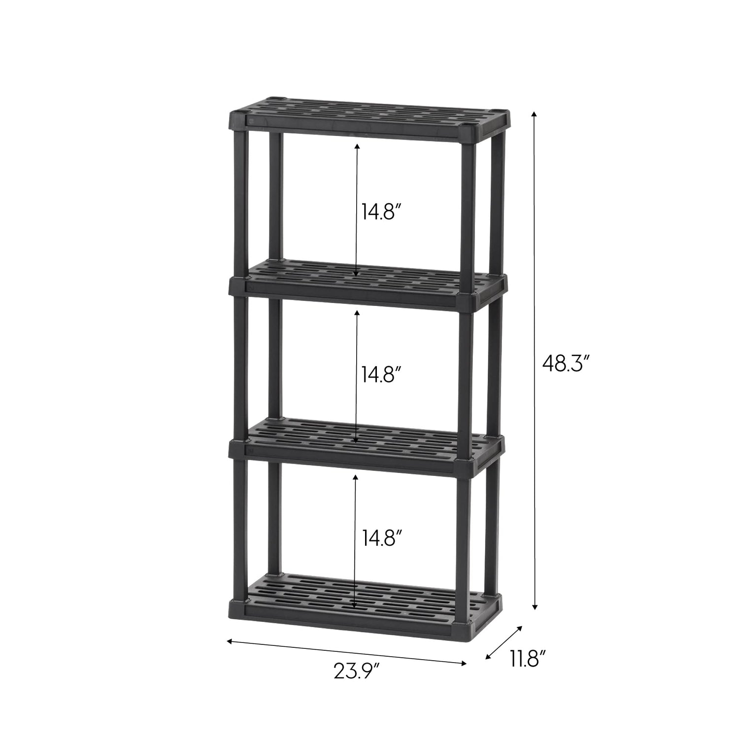 IRIS USA 4-Tier Shelving Unit, 48" Fixed Height, Medium Storage Organizer for Home, Garage, Basement, Shed and Laundry Room, 24"W x 12"D x 48"H, Made IRIS