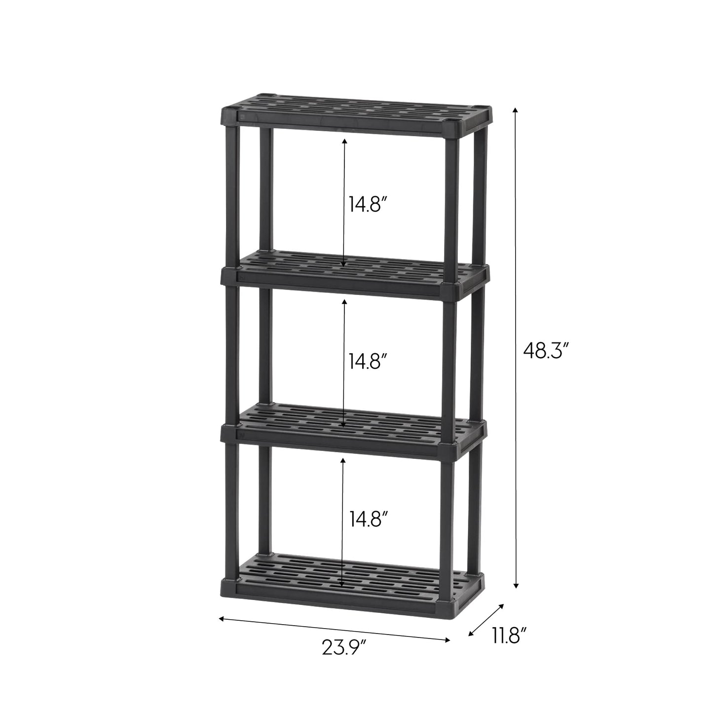 IRIS USA 4-Tier Shelving Unit, 48" Fixed Height, Medium Storage Organizer for Home, Garage, Basement, Shed and Laundry Room, 24"W x 12"D x 48"H, Made - WoodArtSupply