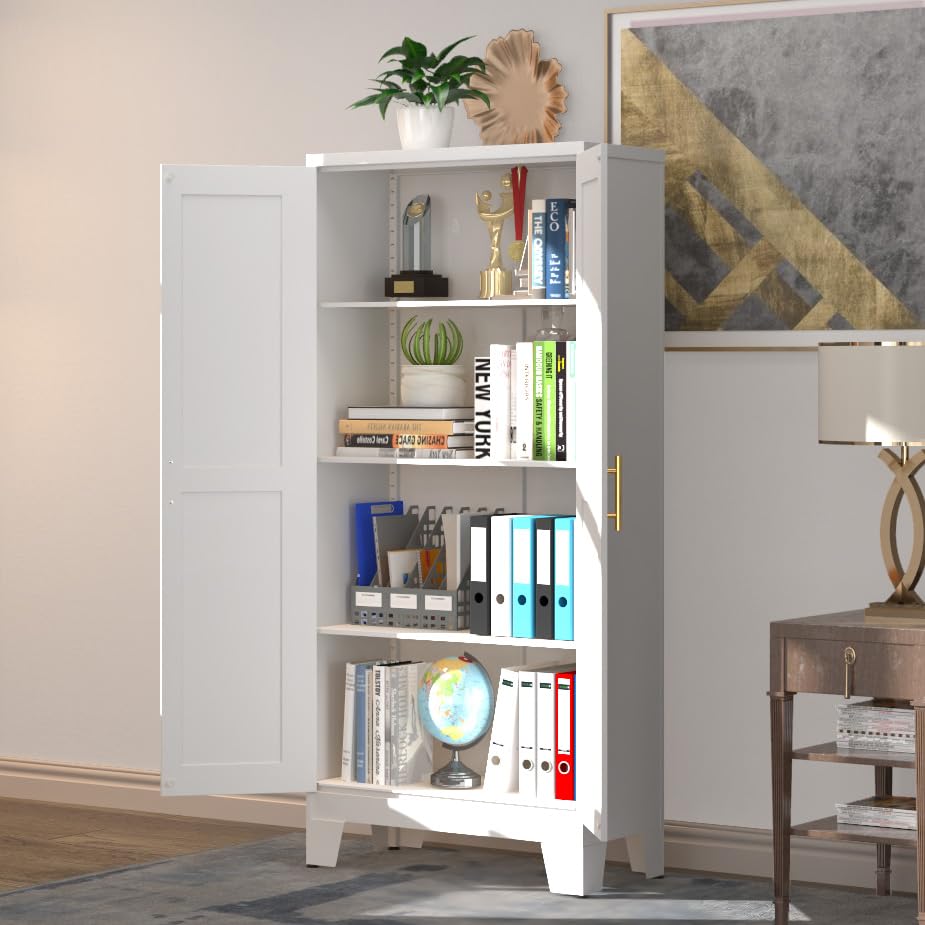 GAIOUS 61.02" Pantry Cabinet, Kitchen Pantry Storage Cabinets with Adjustable Shelves and Feet, White Pantry Storage Cabinet for Kitchen, Dining GAIOUS