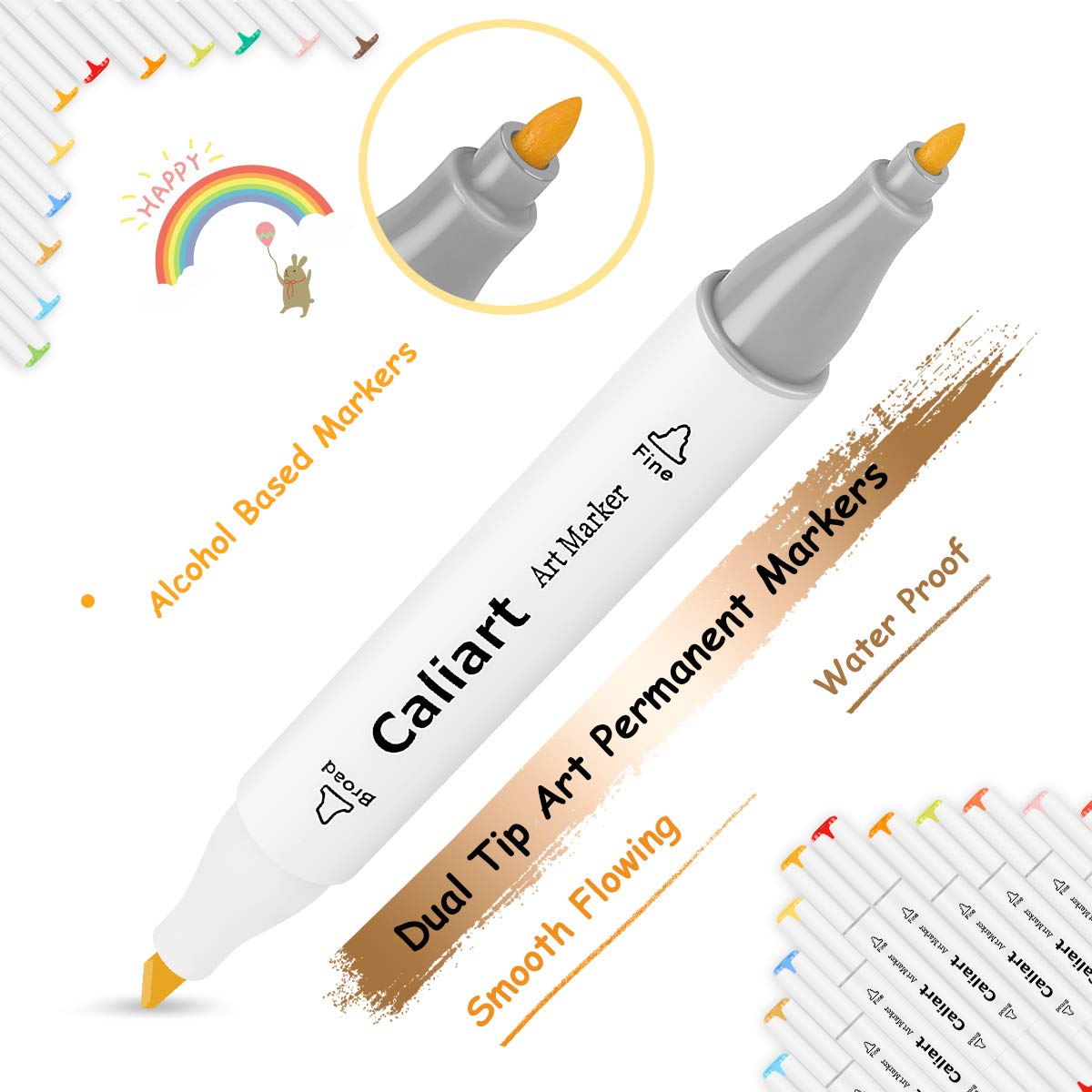 Caliart Markers, 100 Colors Dual Tip Art Markers Sketch Pens Permanent –  WoodArtSupply