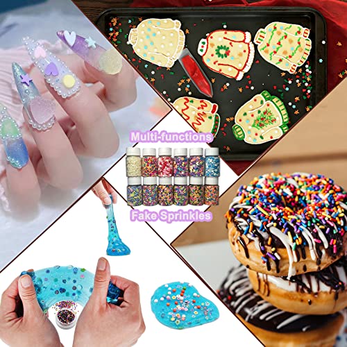 LIKETURE Fake Sprinkles 12 Jars 180g Polymer Clay Sprinkles Fake Candy Sprinkles Faux Sprinkle for Resin Slime Craft Plastic Sprinkle Nail Art Phone LIKETURE