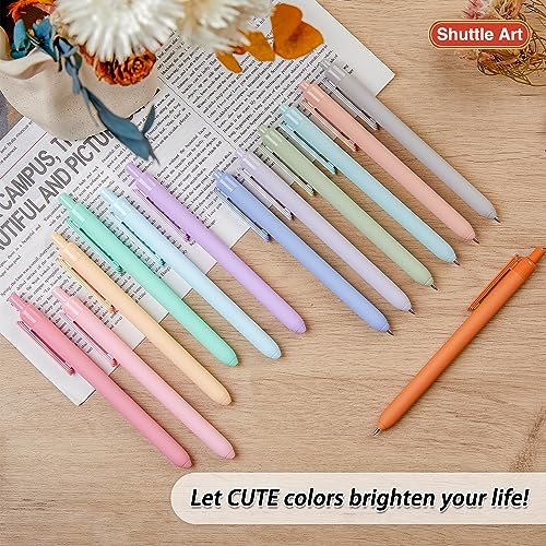 Shuttle Art Colored Retractable Gel Pens, 22 Ink Colors, 6 Mild 6 Pastel 5 Light Vintage and 5 Dark Vintage, Cute Pens Fine Point Soft Barrel for