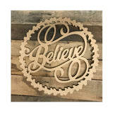 Believe Wood Craft Unfinished Wooden Cutout Art DIY Wooden Sign Inspirational Wall Plaque Rustic Hanging Wall Signs Decor for Bedroom Living Room Arupkeer