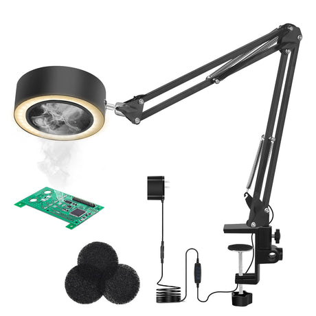 Solder Fume Extractor Smoke Absorber Remover with 3 Carbon Filters, LED Lamp with 3 Colors 10 Brightness, 26in Adjustable Arm Soldering Fan for ESD FANOOL