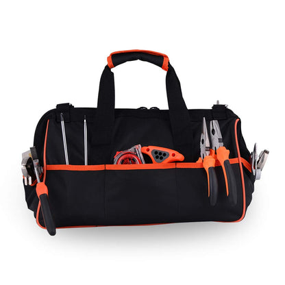 17-inch Tool Bag, Wide Mouth Tool Tote Bag,Muti-Purpose Tool Bag Organiser with Adjustable Shoulder Strap and Plastic-lined External Pockets, for - WoodArtSupply