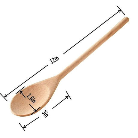 Kitchen Wooden Spoons Mixing Baking Serving Utensils Puppets 12 In - 12 Pack ROUNDSQUARE