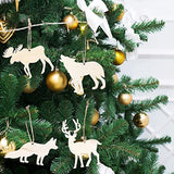 Sewroro 30pcs Unfinished Wooden Cutouts DIY Animal Wood Slices Elk Xmas Tree Fox Wolf Blank Discs Xmas Tree Hanging Ornament Decoration for DIY Sewroro