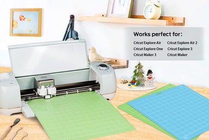 Gwybkq Cutting Mat for Cricut Maker 3/Maker/Explore 3/Air 2/Air/One 2 Pack 12x12 Standard/Light Cut Replacement Accessories Green/Blue Card Adhesive