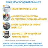 Dishwasher Cleaner And Deodorizer Tablets - 24 Pack Deep Cleaning Descaler Pods for Dish Washer Machine, Heavy Duty, Septic Safe, Natural Limescale ACTIVE