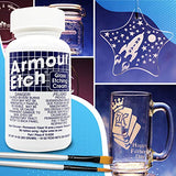 Armour Etch Glass Etching Cream Kit - Create Permanently Etched Designs - 10oz Net Weight - Bundled with Moshify Application Brushes Moshify