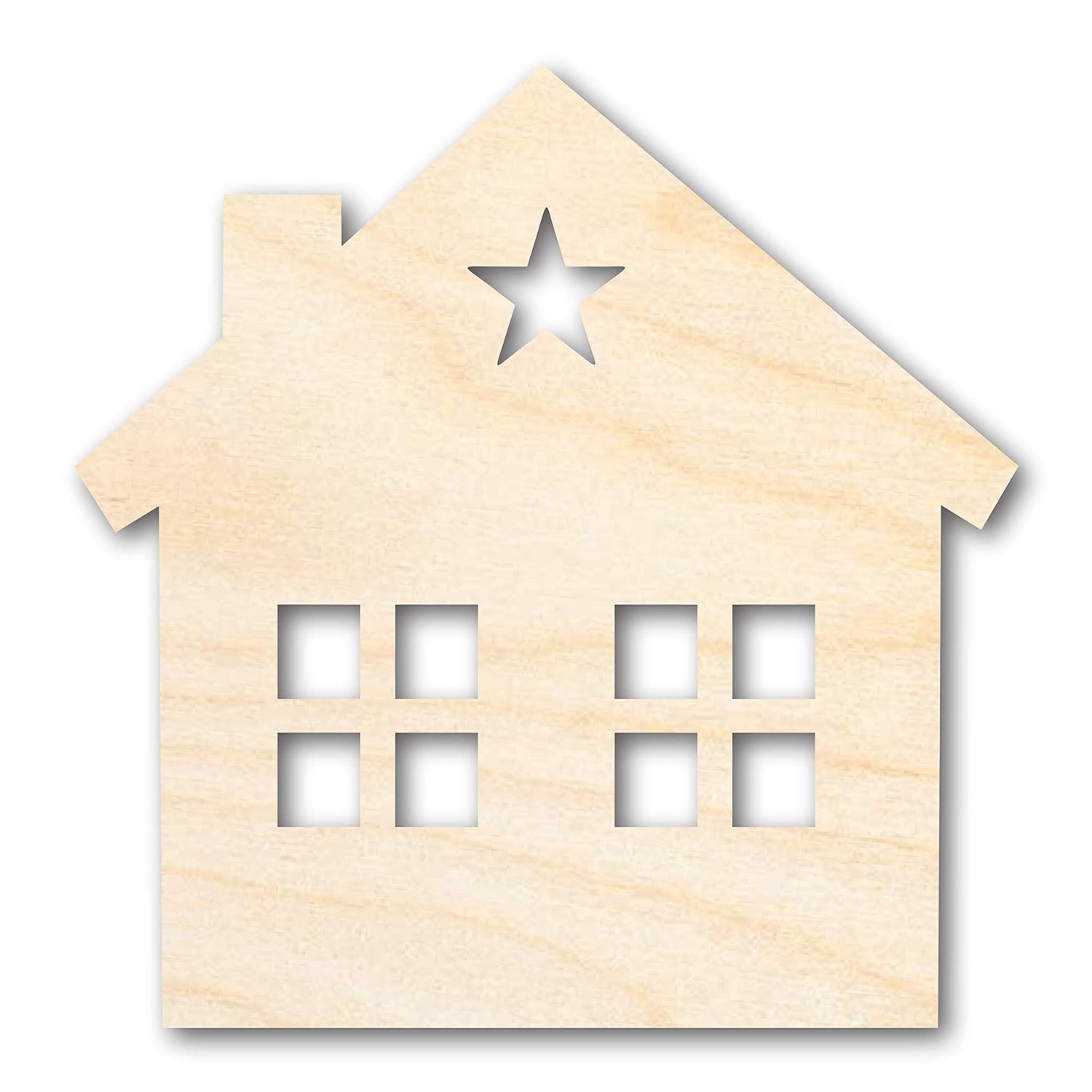 Unfinished Wood House Silhouette Shape - Craft - up to 36" 18" / 1/4" 24 Hour Crafts