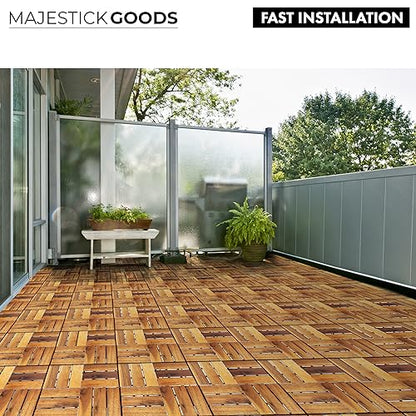 Interlocking Deck Tiles 12 x 12 Acacia Hardwood Outdoor Flooring for Patio | Snap Together Wood Flooring | Floor Decking Tile - Balcony Flooring