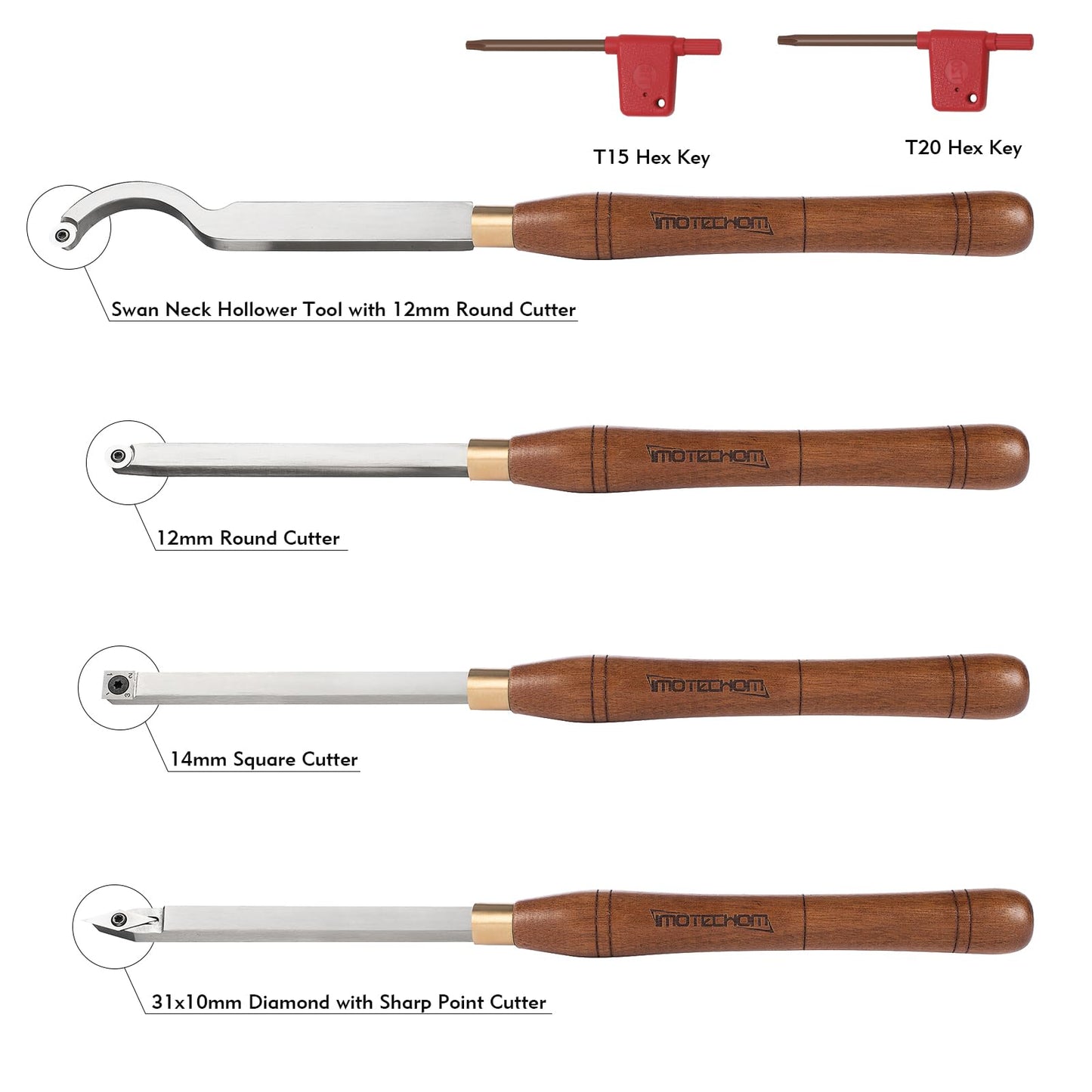 IMOTECHOM 4-Pieces Carbide Tipped Woodturning Tools Lathe Chisel Set with Stainless Steel Blade, Wooden Box - WoodArtSupply