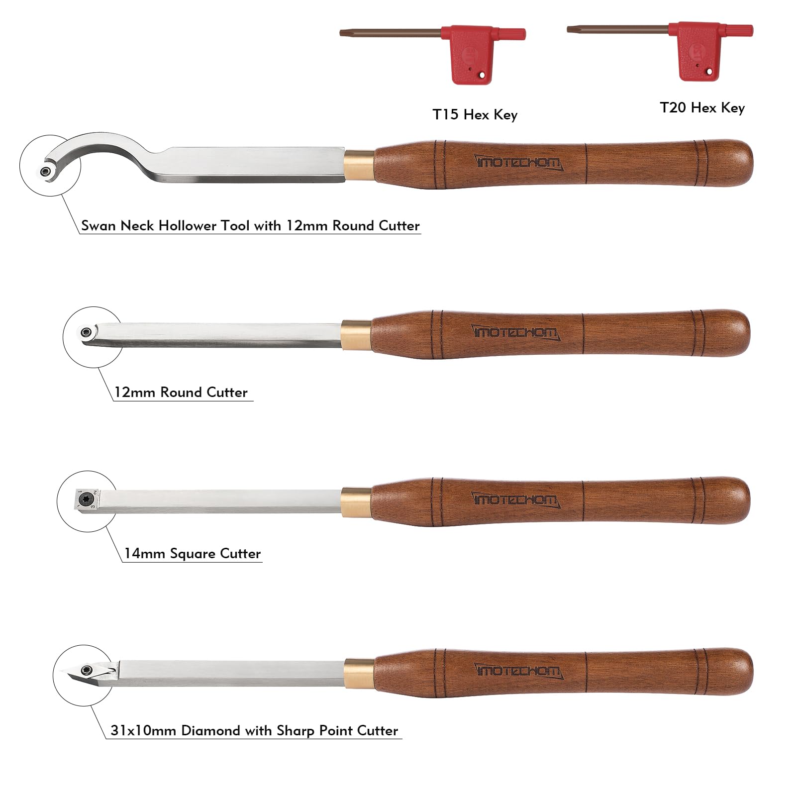 IMOTECHOM 4-Pieces Carbide Tipped Woodturning Tools Lathe Chisel Set with Stainless Steel Blade, Wooden Box - WoodArtSupply