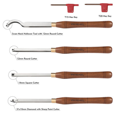 IMOTECHOM 4-Pieces Carbide Tipped Woodturning Tools Lathe Chisel Set with Stainless Steel Blade, Wooden Box - WoodArtSupply