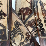 Artisan-Carved Set of 5 Hand-Crafted Wooden African Animal Wall Masks: Unique Tribal Art Sculptures - Each 20 Inches High - Perfect for Cultural Zeckos