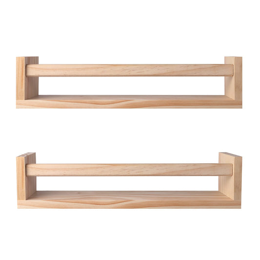 Birola Burlywood Nursery Floating Shelves - Versatile Solid Wood Wall Bookshelf Set of 2 - WoodArtSupply