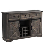 OKD Farmhouse Buffet Cabinet, 54" Sideboard with 3 Drawers, Sliding Barn Door, Wine and Glass Rack, Storage Shelves, Liquor Coffee Bar Cupboard for OKD