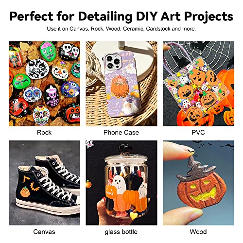 Bundle of Arrtx Acrylic Paint Pens for Rock Painting, 60 PCS Extra Brush Tip, Water Based Paint Markers for Stone, Glass, Easter Egg, Wood and Fabric Arrtx