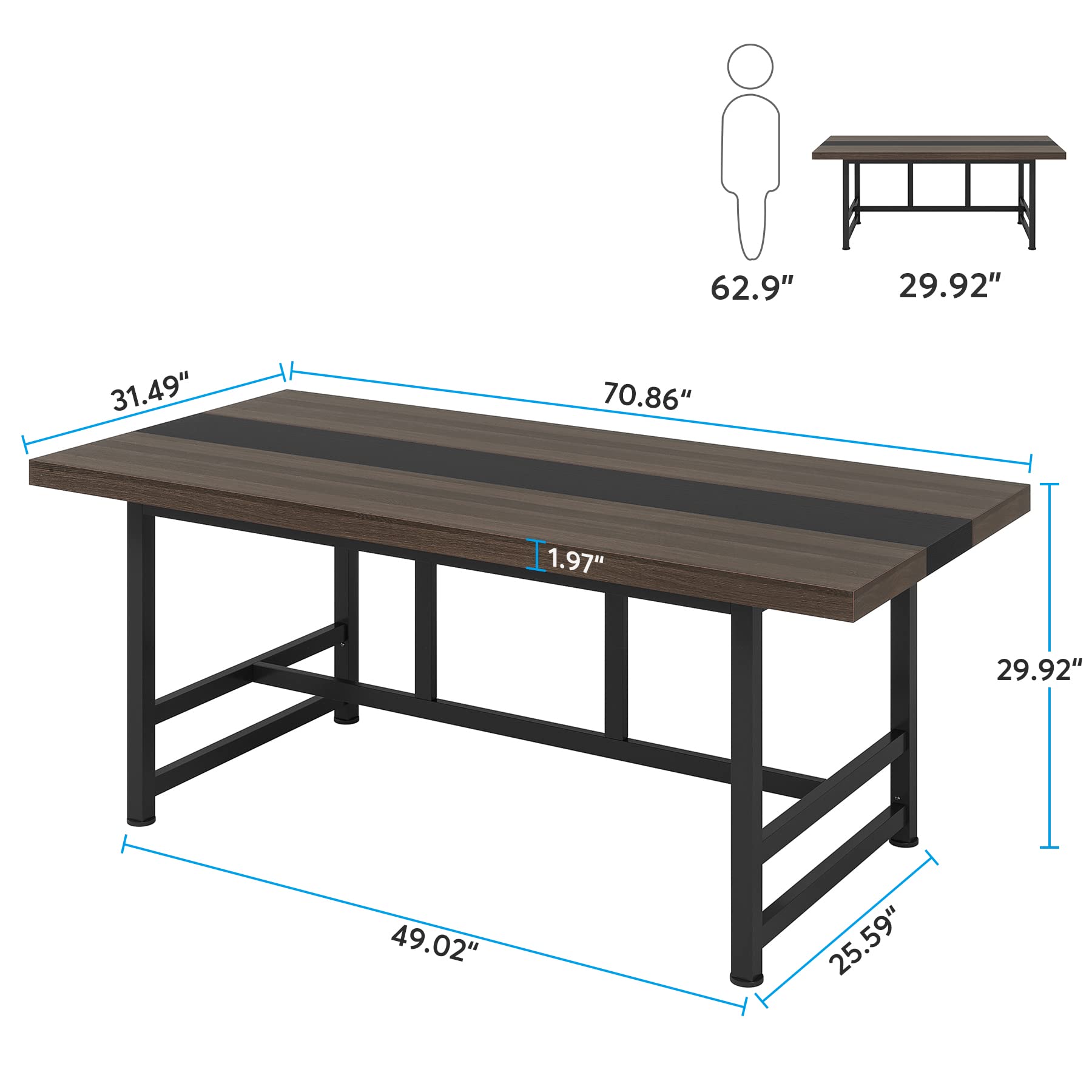 Tribesigns 6FT Conference Table, 70.86L * 31.49 W inches Meeting Table, Rectangular Seminar Table, Modern Conferernce Room Table, Large Computer Desk - WoodArtSupply