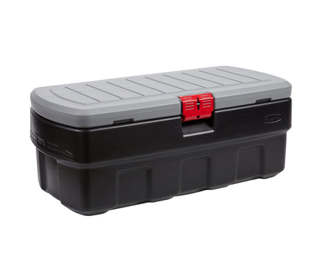Rubbermaid ActionPacker️ 48 Gal Lockable Plastic Storage Bin, Industrial, Rugged Large Container with Lid (Black,gray) Rubbermaid