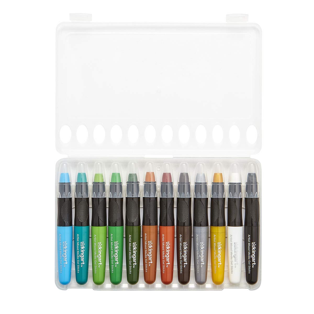 KINGART 580-24 GEL STICK Set, Artist Pigment Crayons, 24 Unique Colors, Water Soluble, Creamy, and Odorless, Use on Paper, Wood, Canvas and more KINGART