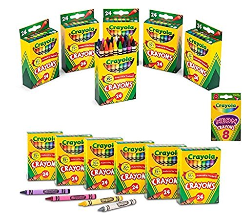 Crayola Crayons 24 in a Box (Pack of 12) 288 Crayons Total Bundle with Box of Neon Crayons Crayola